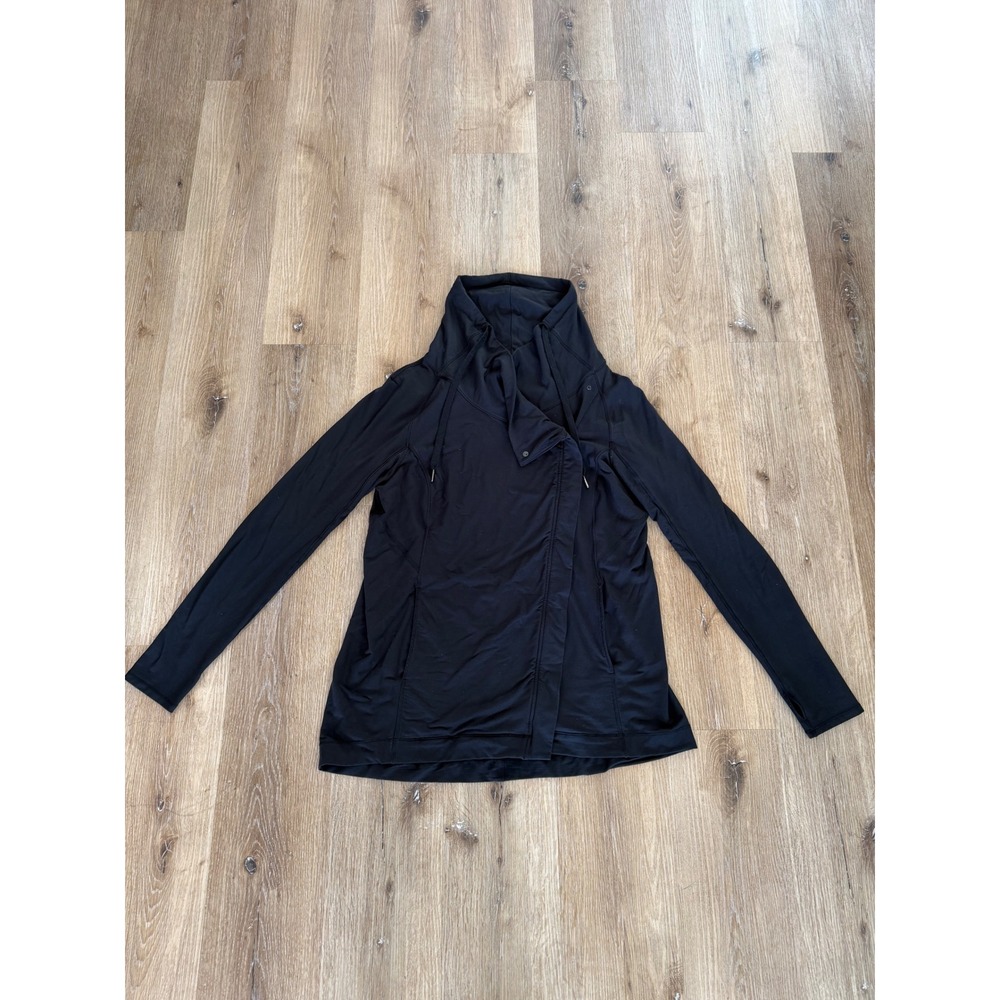 Lululemon Asymmetrical Zip Jacket Womens 12 Black Funnel Neck Moto